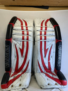 Used Vaughn V5 7800 Size 36"+2 Wht-Red-Blk Ice Hockey Goalie Leg Pads