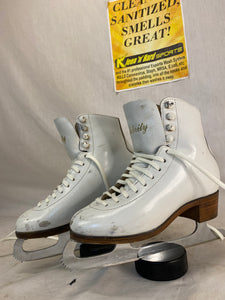 Used Celebrity White Size 4 Figure Skates MK Sheffield Fiesta Steel